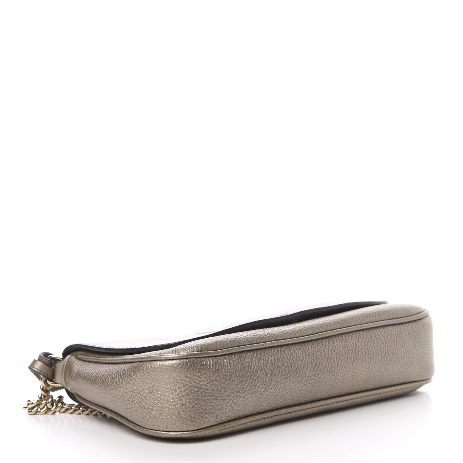 Gucci Metallic Pebbled Calfskin Medium Soho Flap Crossbody Golden Beige 4 of 11