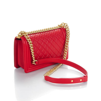 Chanel Lambskin Quilted Medium Boy Flap Red 3 of 7