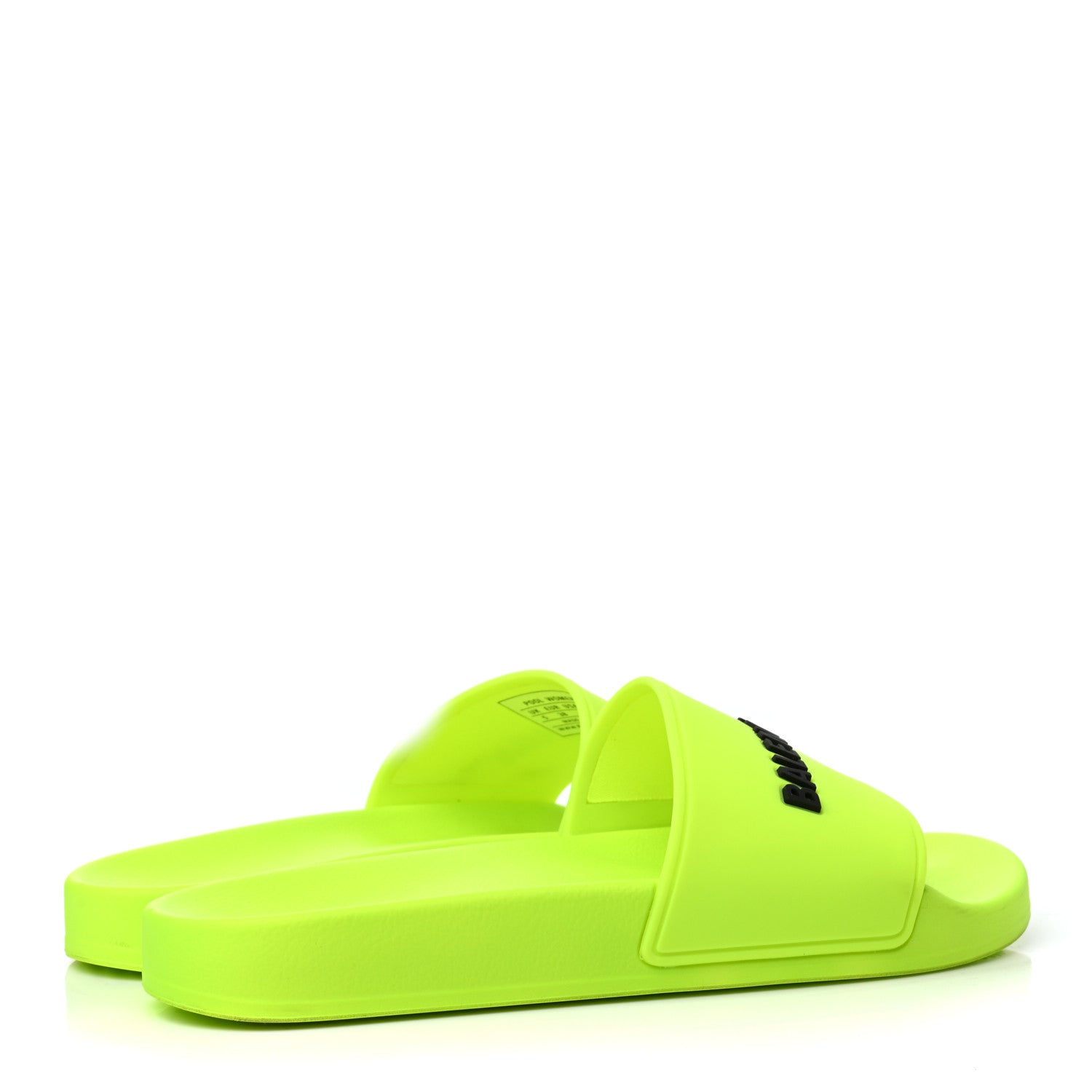 Balenciaga PVC Logo Womens Pool Slide Sandals 38 Jaune Fluo 4 of 6