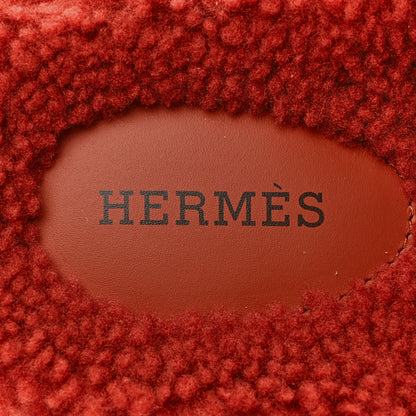 Hermes Woolskin Womens Chypre Sandals 38 Rouge De Turin 7 of 8