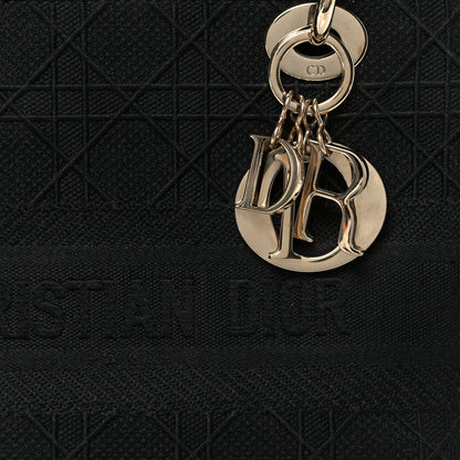 Christian Dior Canvas Embroidered Cannage Medium Lady D-Lite Black 8 of 10
