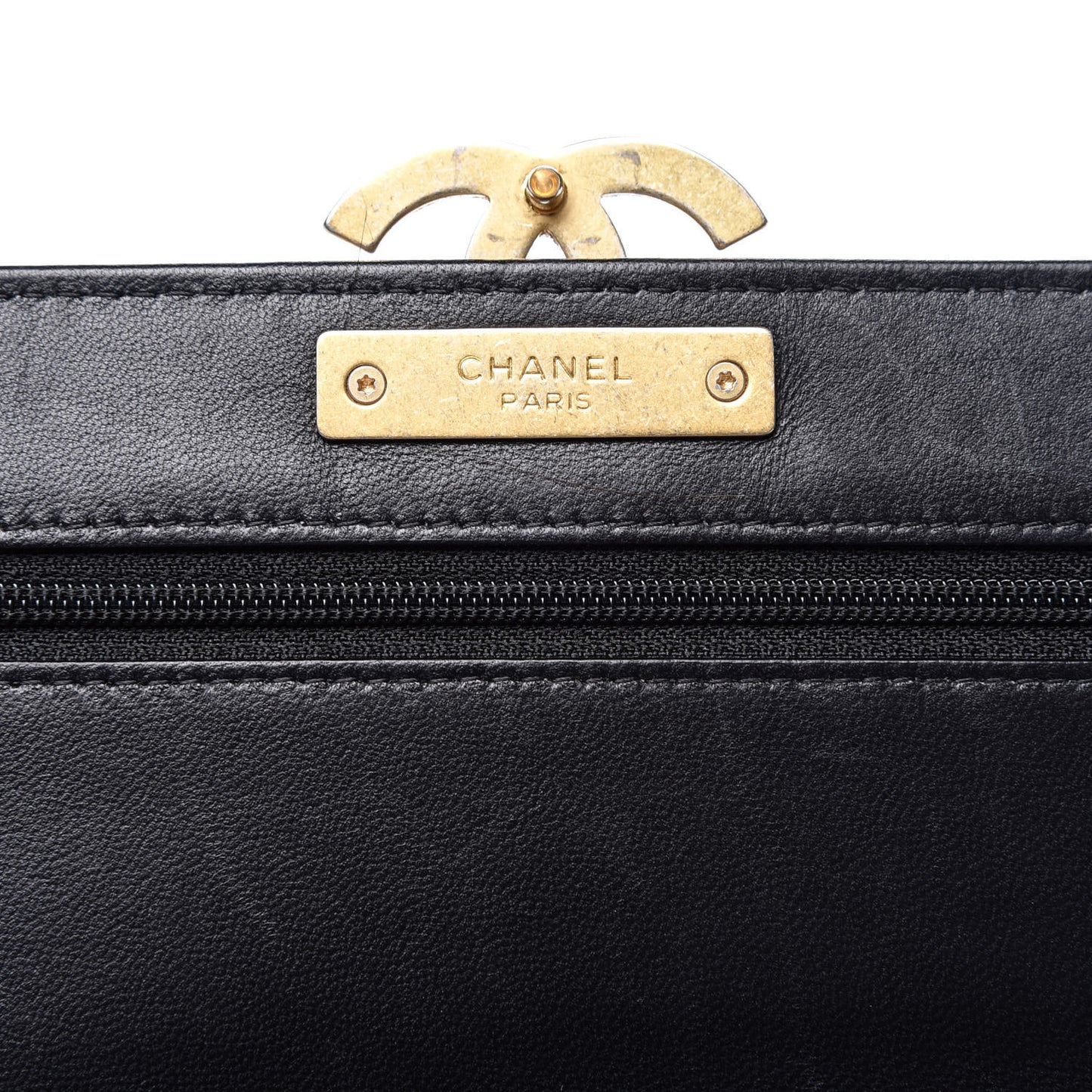 Lambskin Quilted CC Chic Wallet on Chain WOC Black Gold