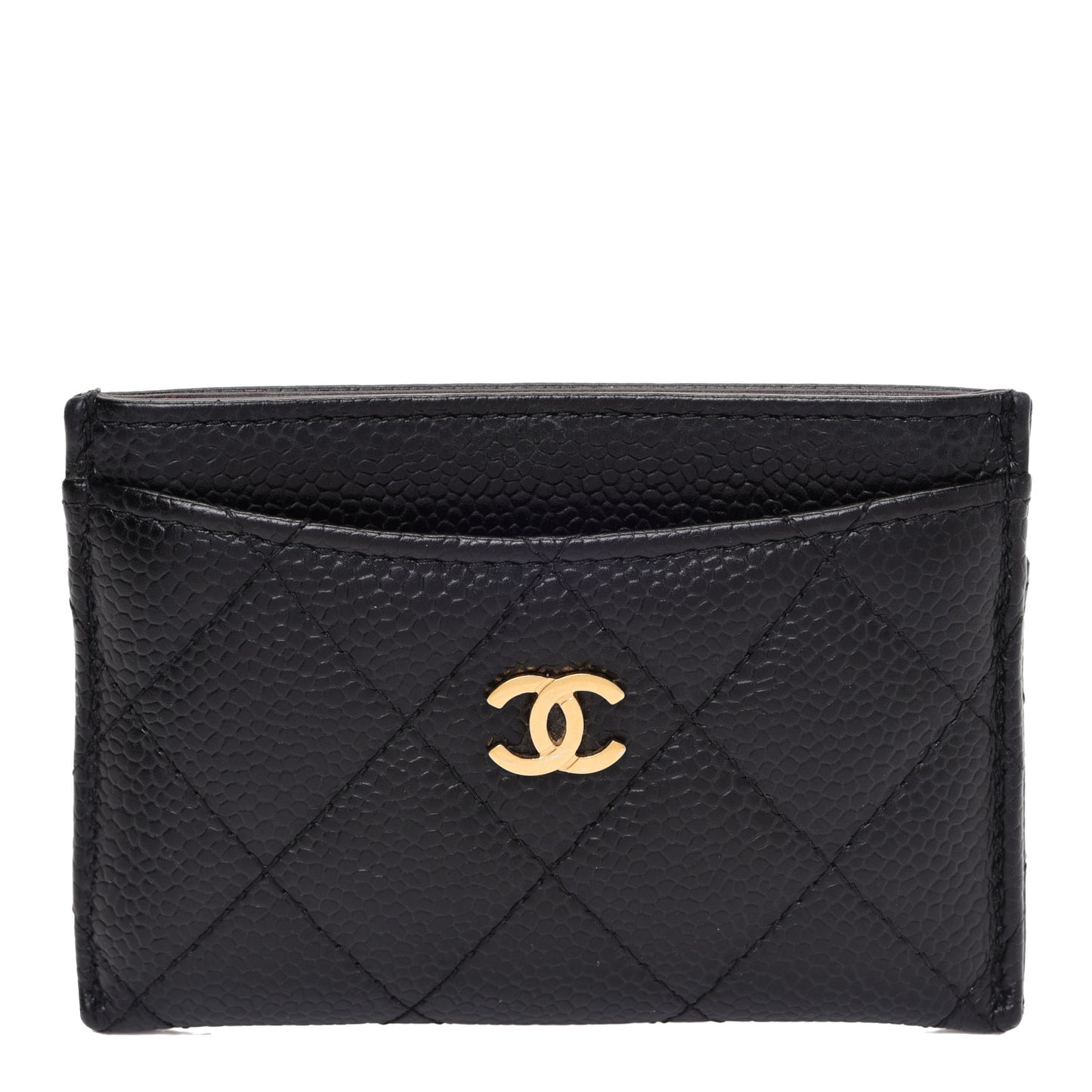 Caviar Quilted Card Holder Black
