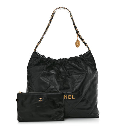 Chanel Shiny Calfskin Quilted Chanel 22 Black 1 of 11