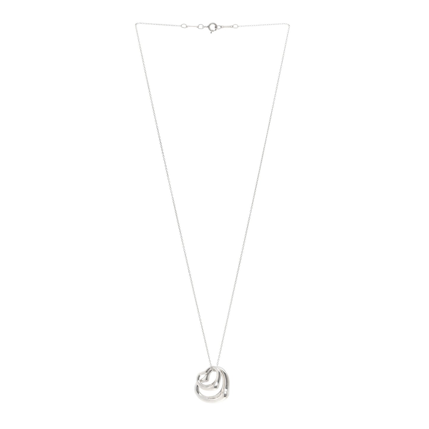 Sterling Silver Elsa Peretti Double Open Heart Pendant Necklace