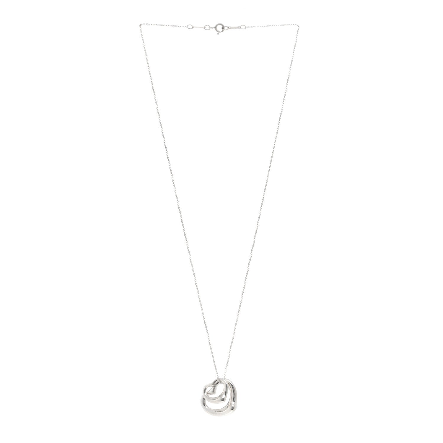 Tiffany Sterling Silver Elsa Peretti Double Open Heart Pendant Necklace 3 of 4
