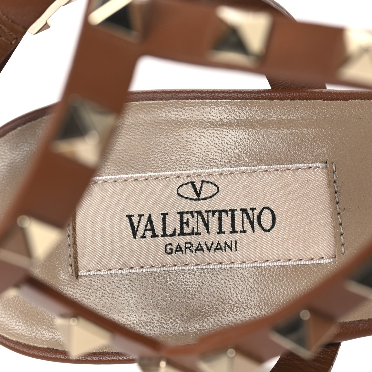 Calfskin Rockstud 60mm City Sandals 38 Saddle Brown
