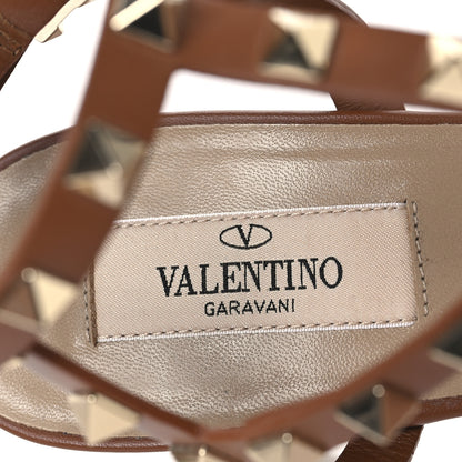 Valentino Garavani Calfskin Rockstud 60mm City Sandals 38 Saddle Brown 8 of 9