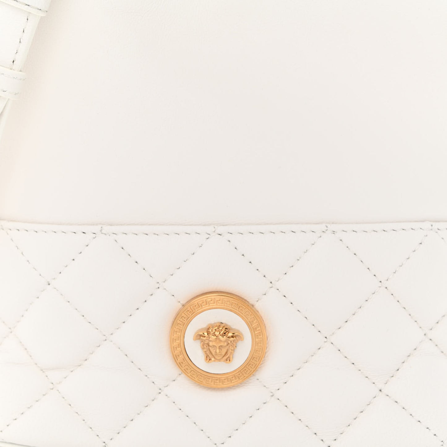 Nappa Quilted Medusa Bucket Bag White