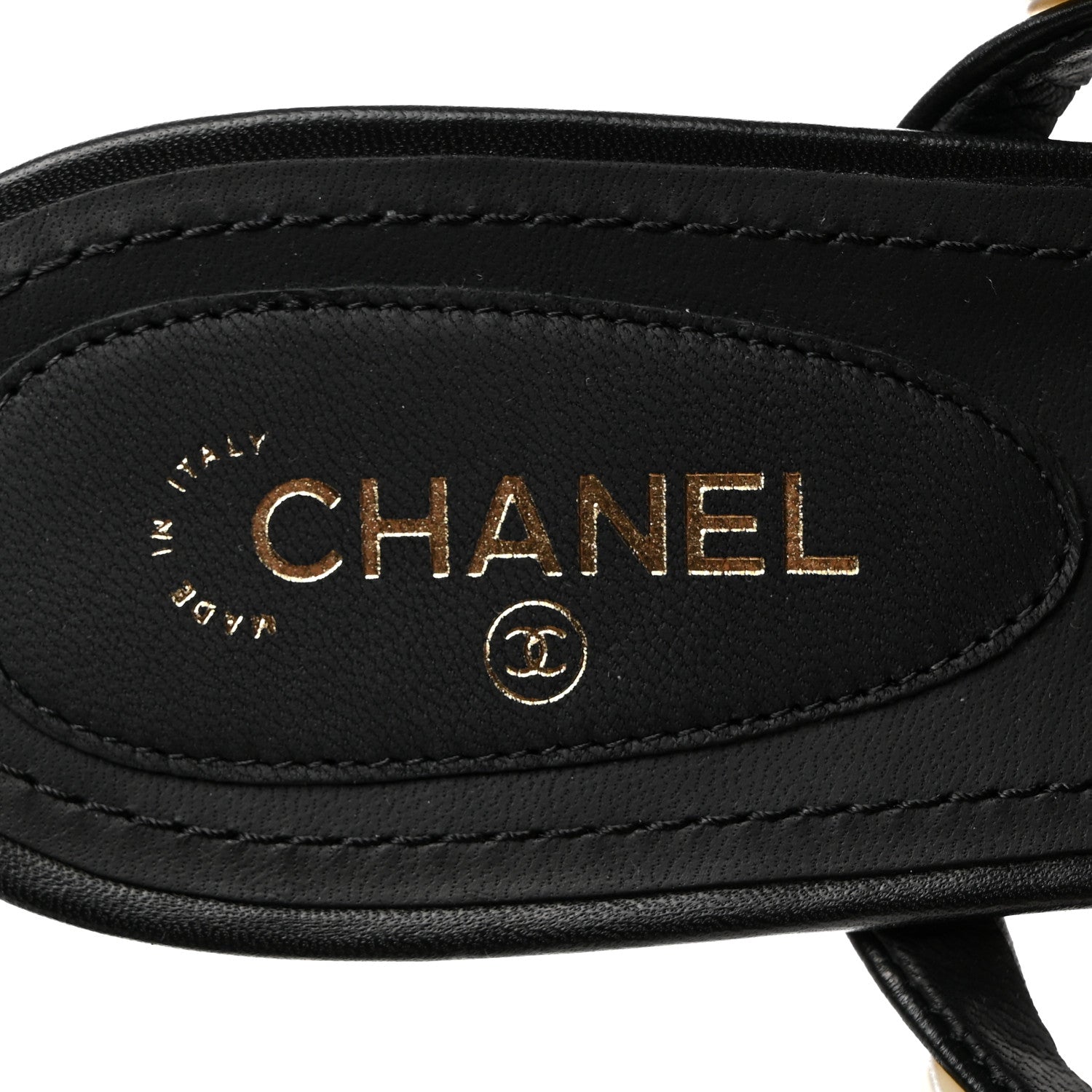 Chanel Lambskin Pearl Toe Ring Sandals 37 Black 6 of 8