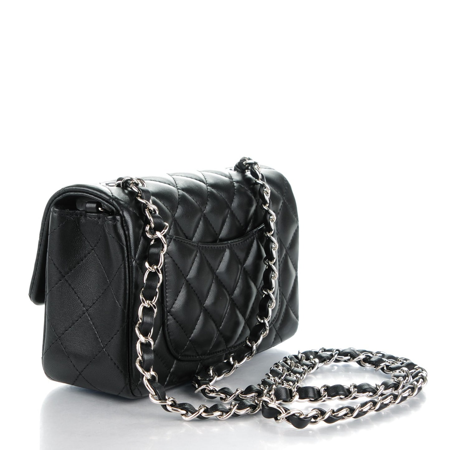 Lambskin Quilted Mini Rectangular Flap Black