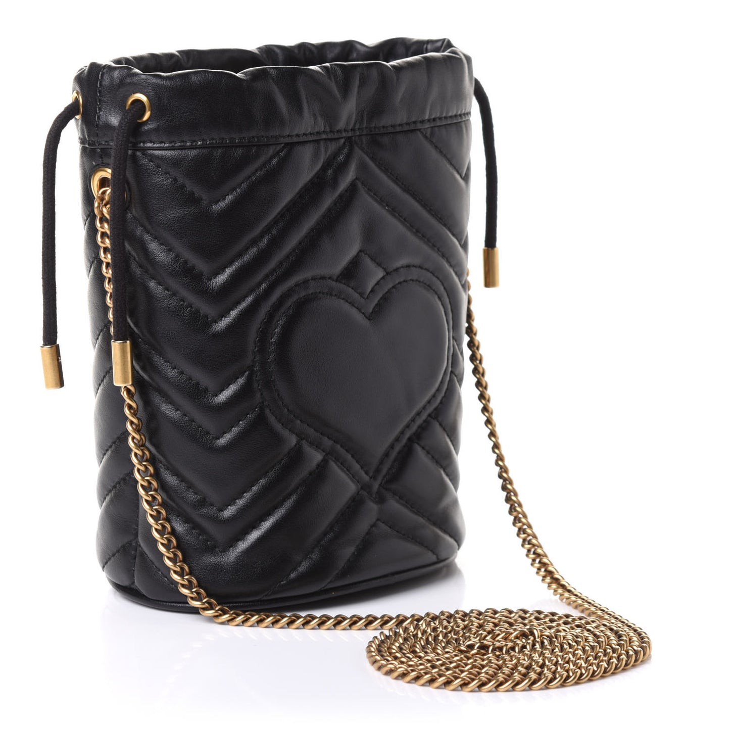 Calfskin Matelasse Mini GG Marmont 2.0 Bucket Bag Black