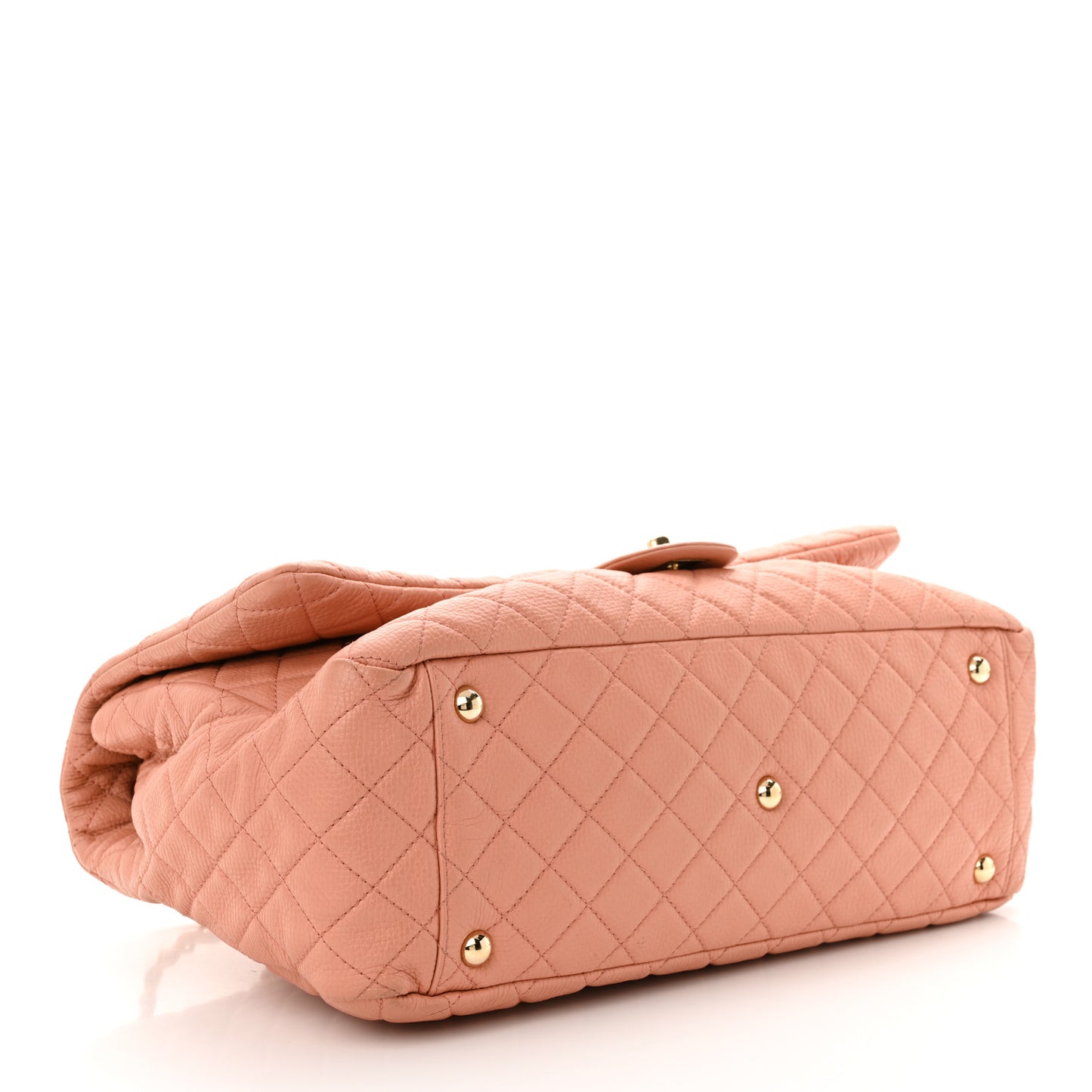 Calfskin Quilted XXL Travel Flap Bag Pink