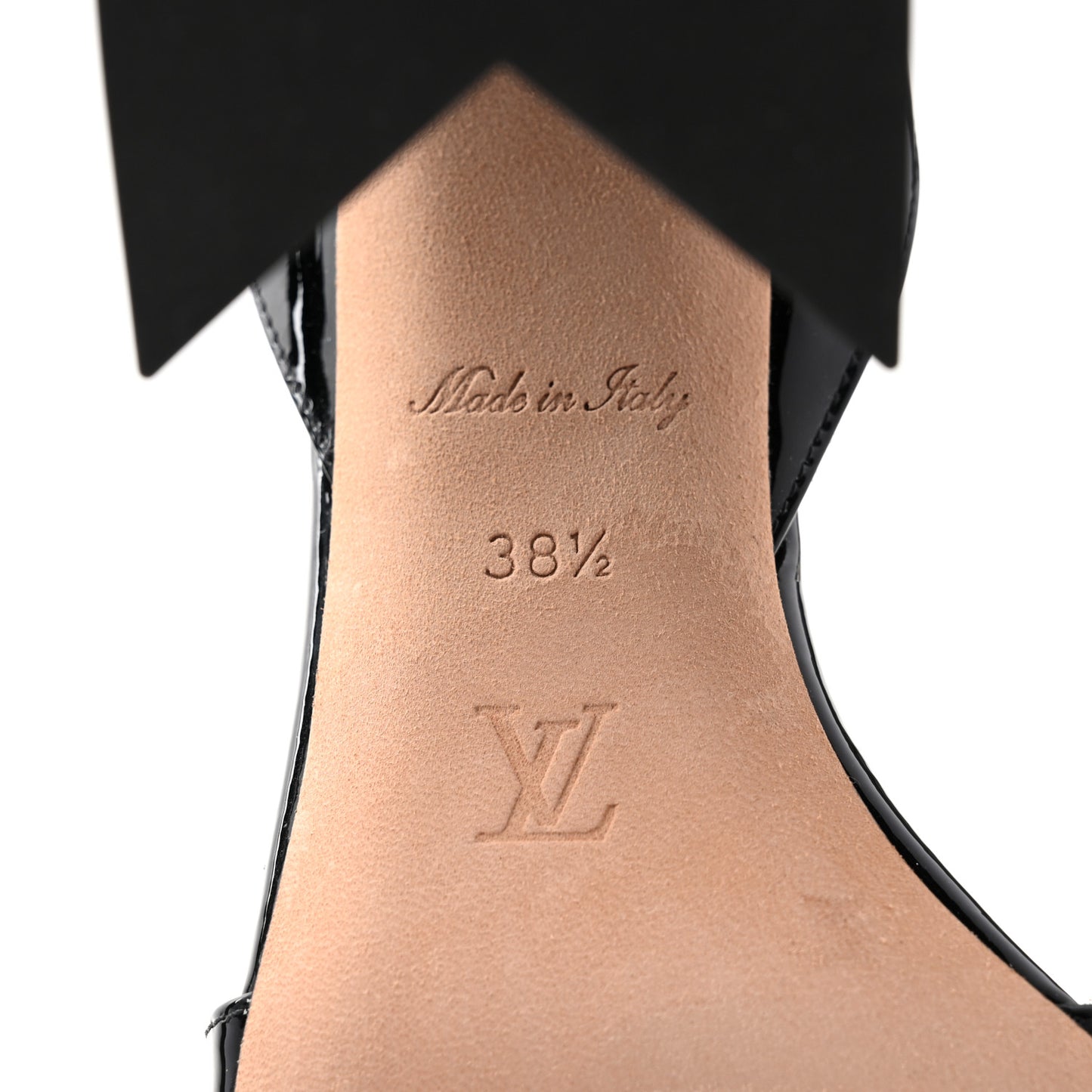Patent Calfskin Shake Sandals 38.5 Black