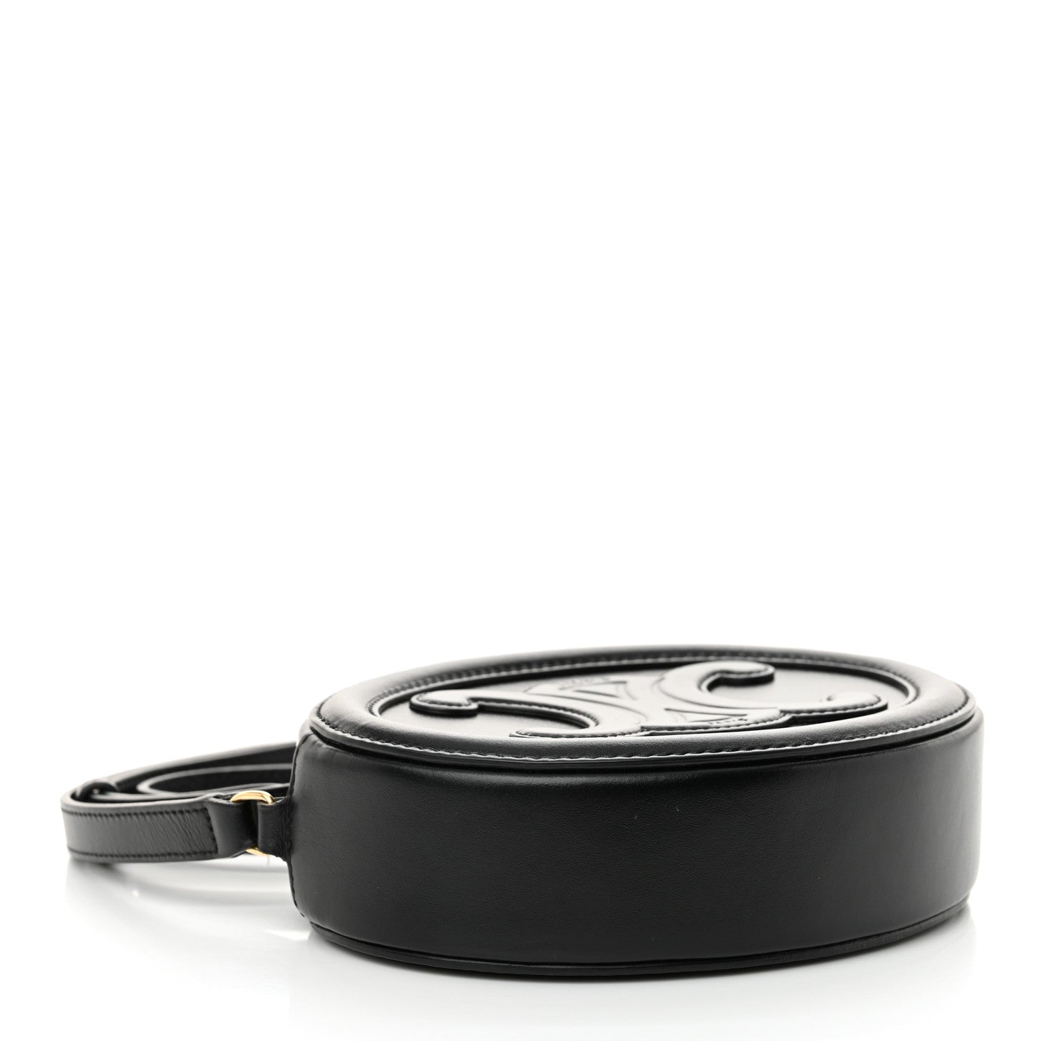 Celine Smooth Calfskin Cuir Triomphe Oval Bag Black 4 of 12