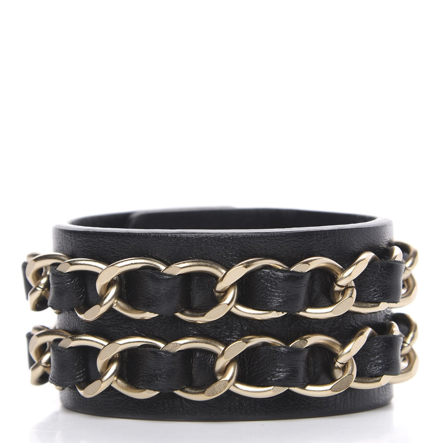 Lambskin CC Chain Turnlock Bracelet S Black