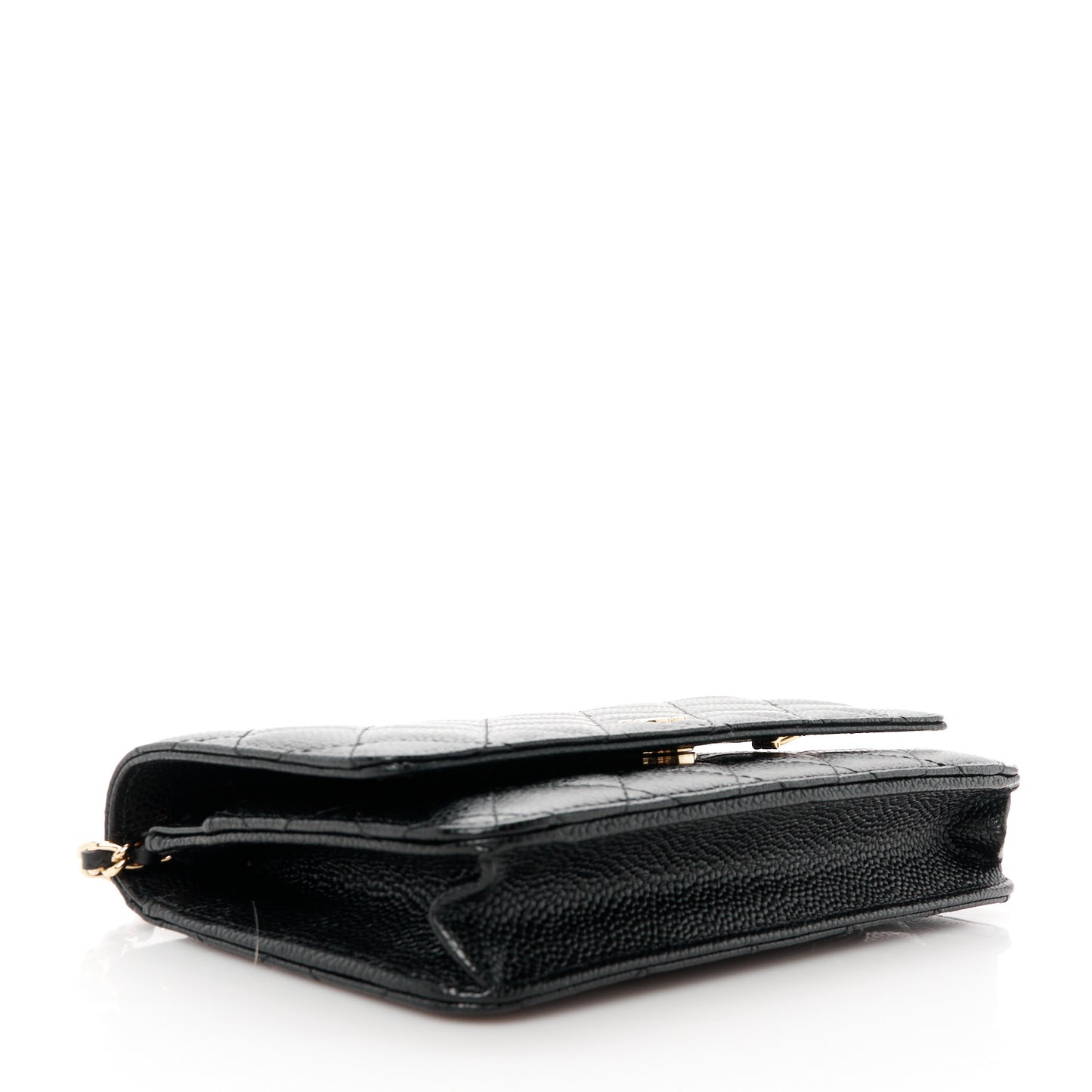 Caviar Quilted Wallet on Chain WOC Black