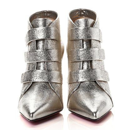 Christian Louboutin Calf Lame Tweed Triniboot 100 Booties 38.5 Platine 3 of 14