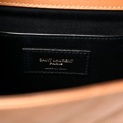 Saint Laurent Grain De Poudre Textured Mixed Matelasse Triquilt Small Monogram Satchel Dark Natural 7 of 9