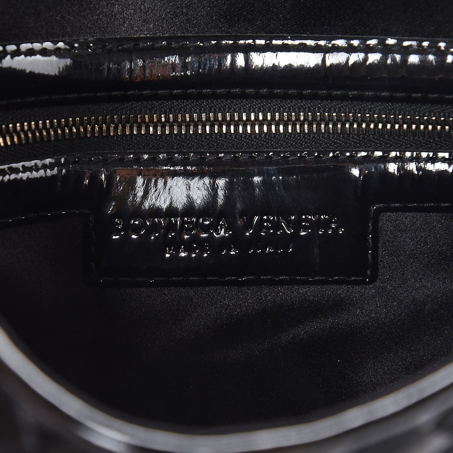 Patent Satin Intreccio Clutch Black
