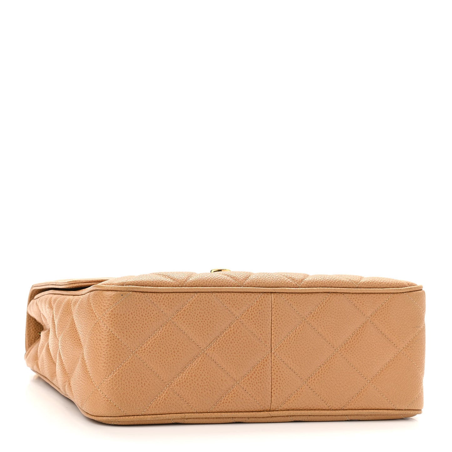Caviar Quilted Small Single Flap Beige