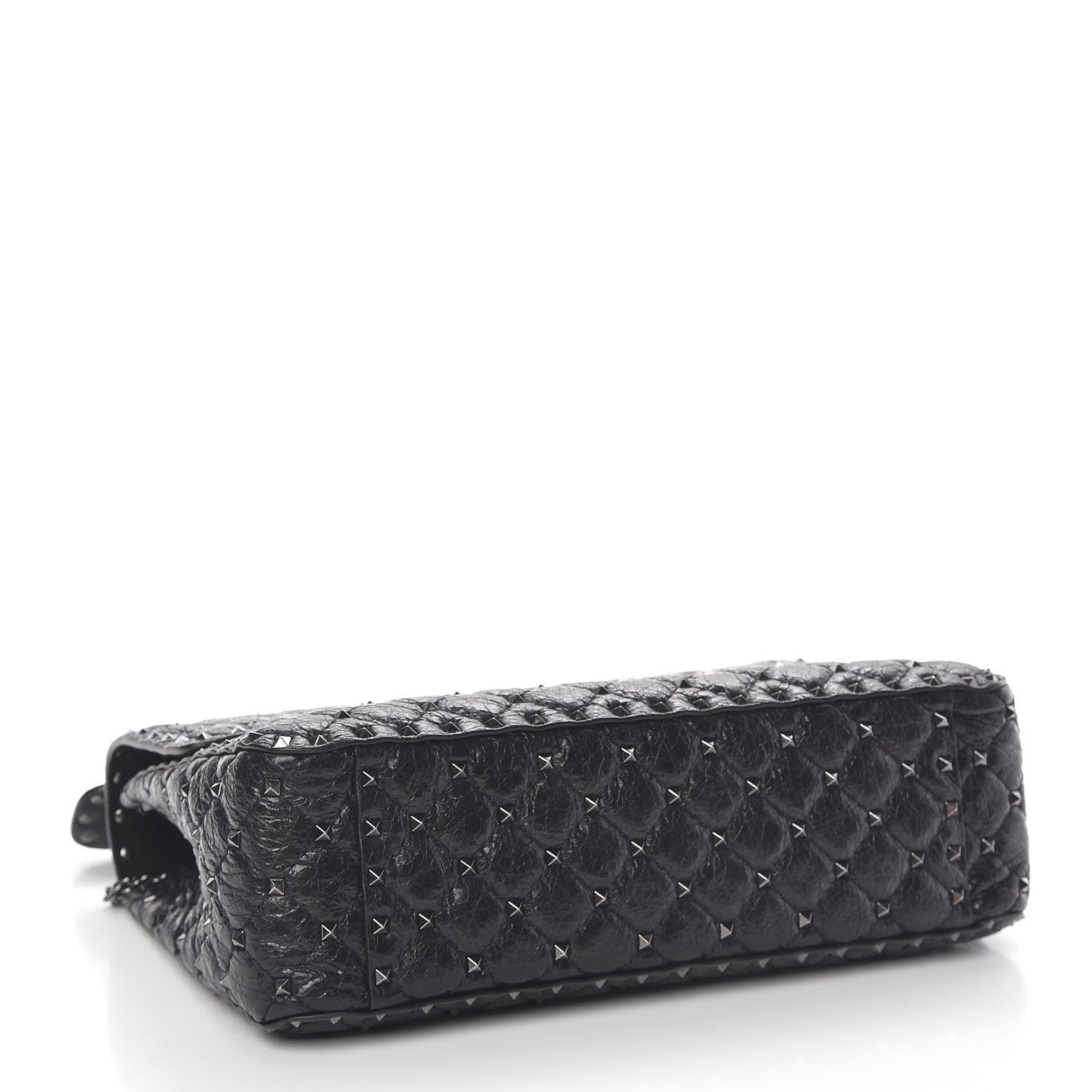 Valentino Garavani Craquele Nappa Large Rockstud Spike Shoulder Bag Black 5 of 10