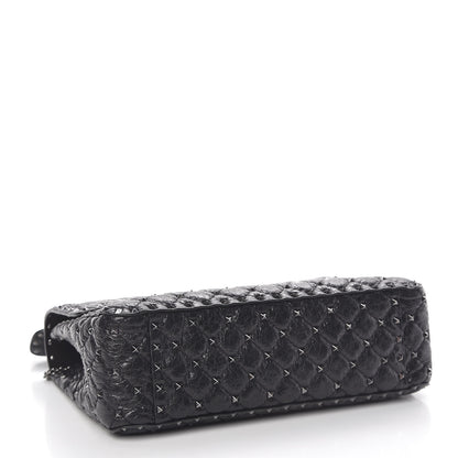 Valentino Garavani Craquele Nappa Large Rockstud Spike Shoulder Bag Black 5 of 10