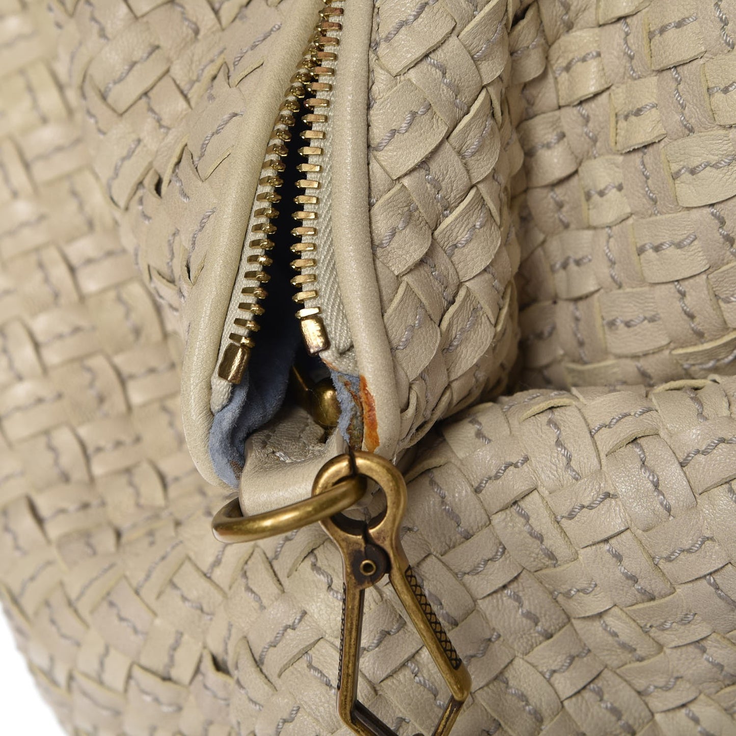 Nappa Linen Intrecciato Maxi Convertible Tote Mink