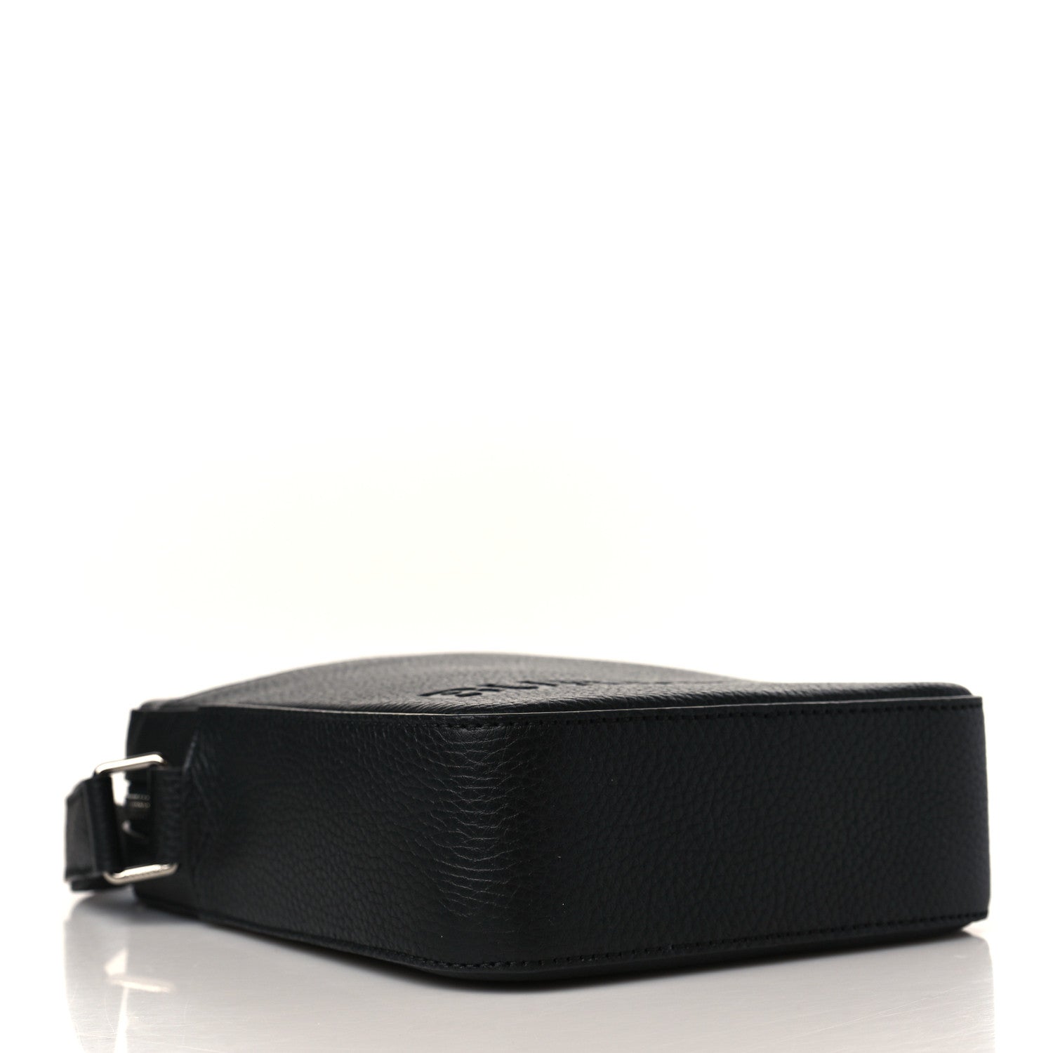 Burberry Pebbled Calfskin Logo Embossed Thornton Messenger Bag Black 4 of 9