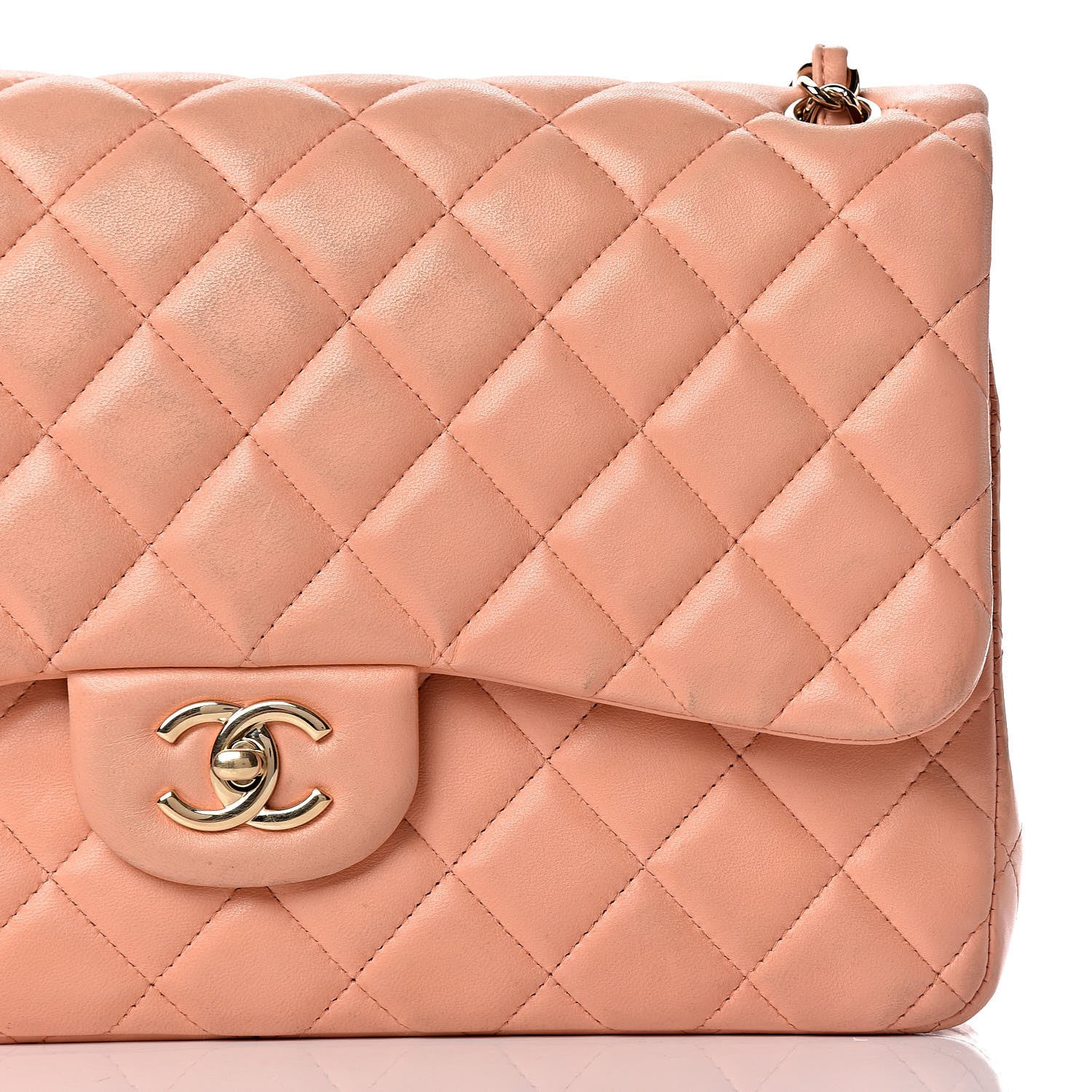 Chanel Lambskin Quilted Jumbo Double Flap Light Orange 23 of 37