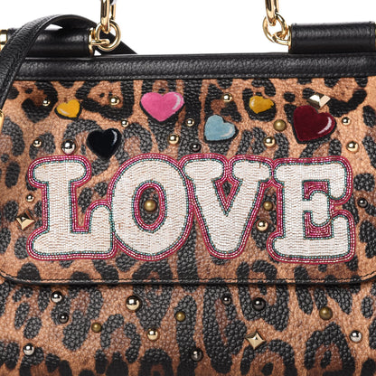 Dolce & Gabbana Dauphine Leopard Love Patch Medium Miss Sicily Satchel Brown Black 9 of 12