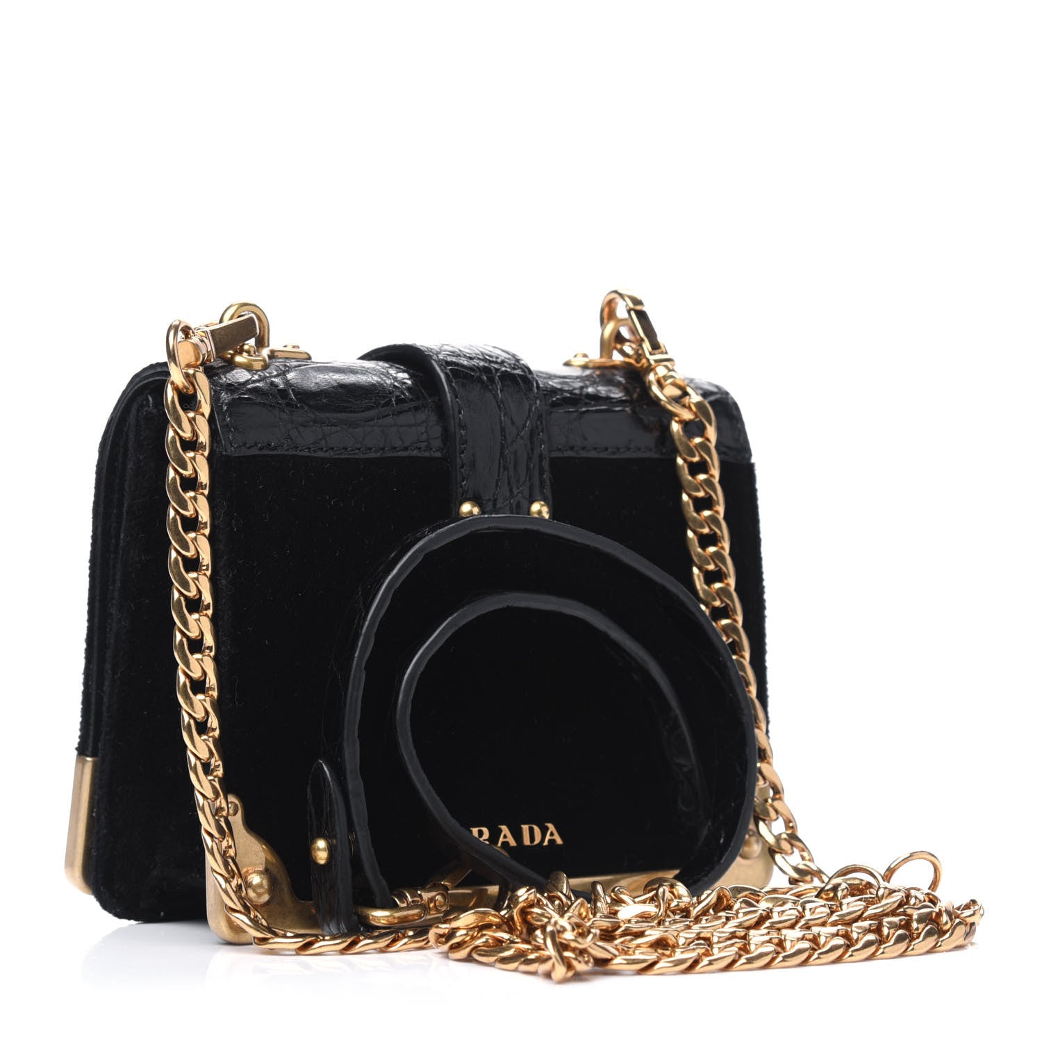 Prada Velvet Crocodile Micro Cahier Bag Black 2 of 11