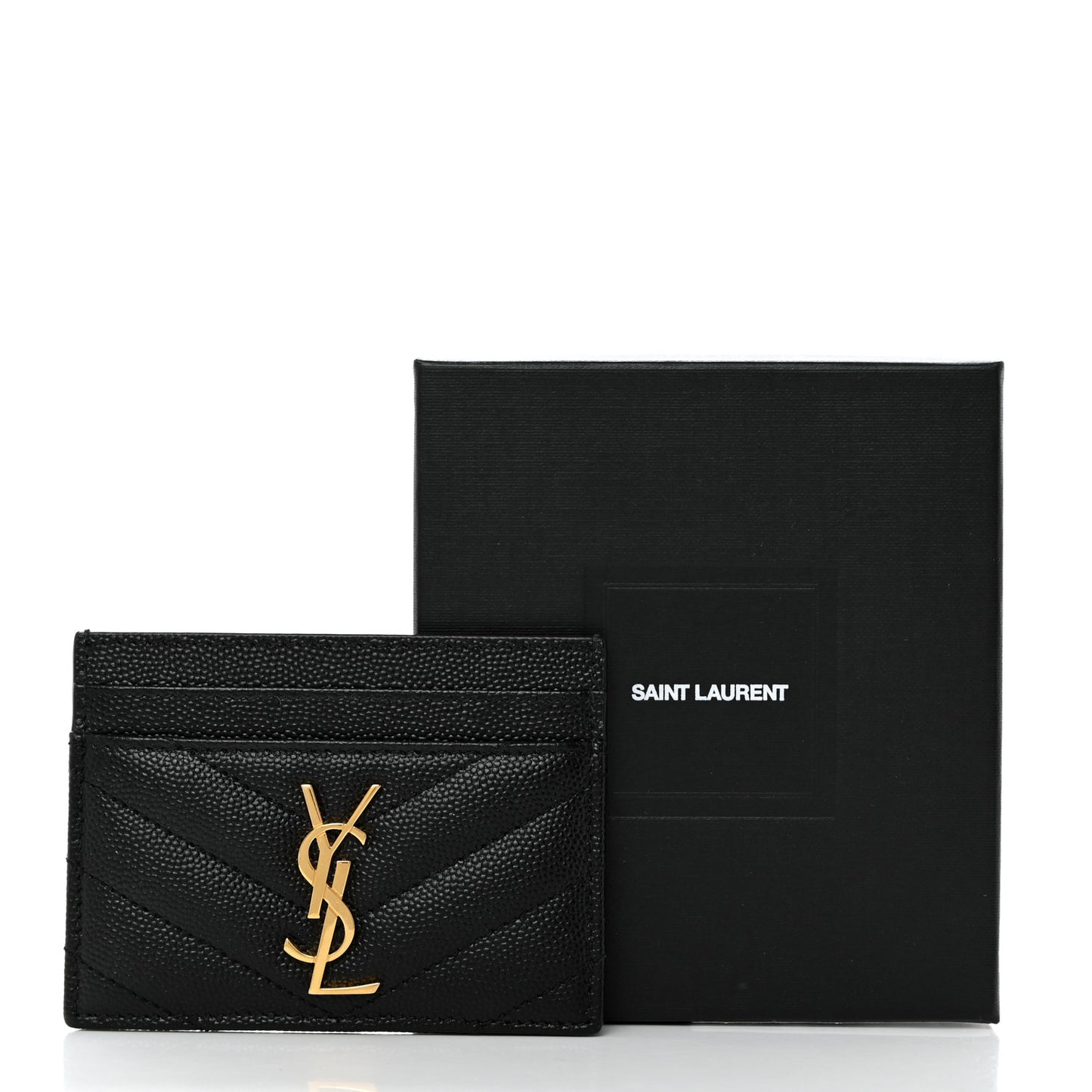 Grain De Poudre Matelasse Chevron Monogram Credit Card Case Black