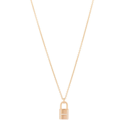 Hermes 18K Rose Gold Diamond Amulettes Cadenas Pendant Necklace 1 of 6
