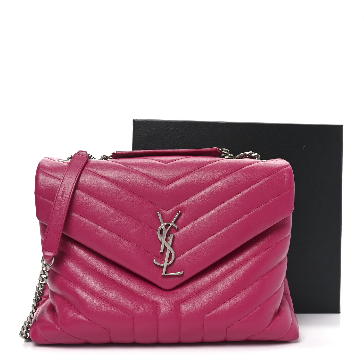 Saint Laurent Calfskin Y Quilted Monogram Medium Loulou Chain