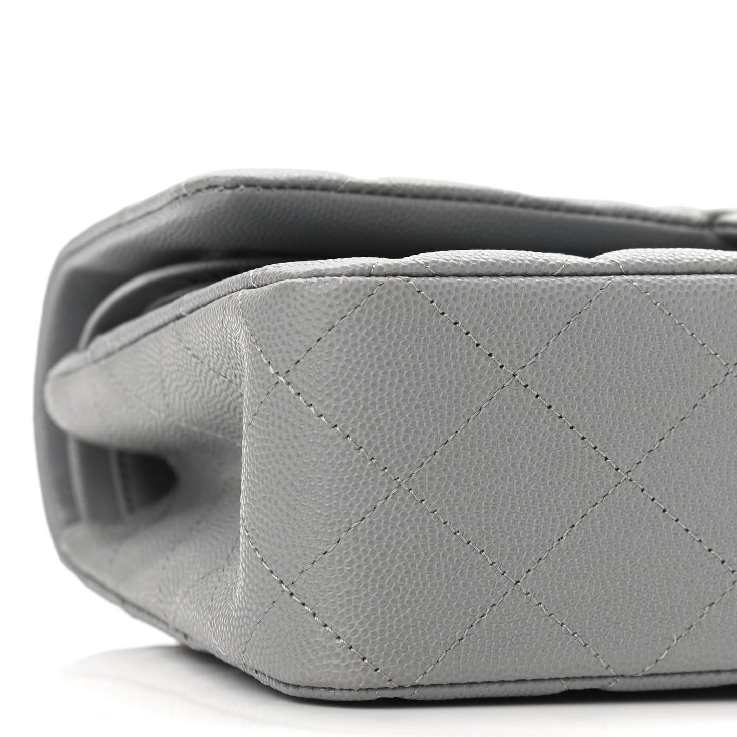 Caviar Quilted Medium Double Flap Grey