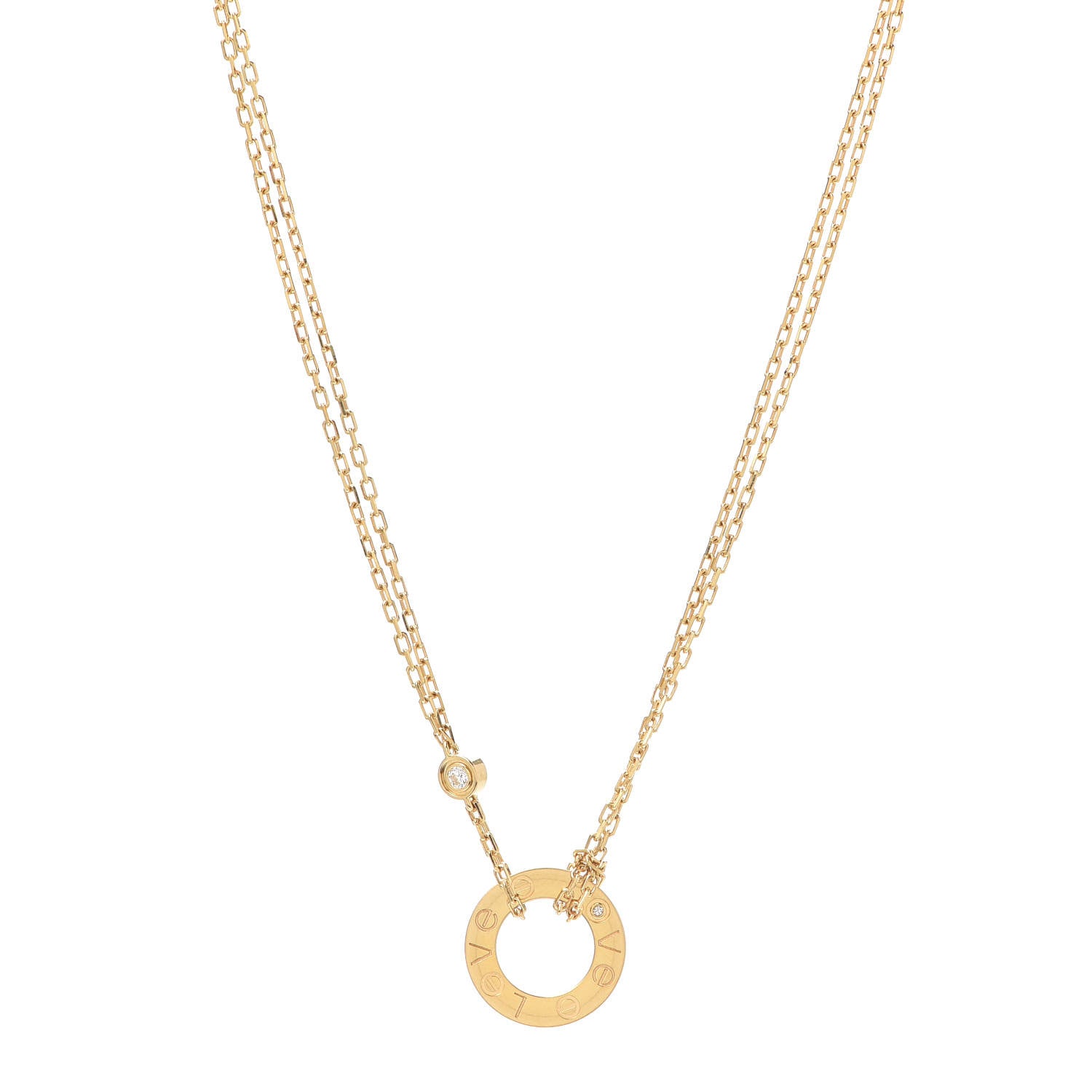 Cartier 18K Yellow Gold 2 Diamond LOVE Necklace 1 of 5