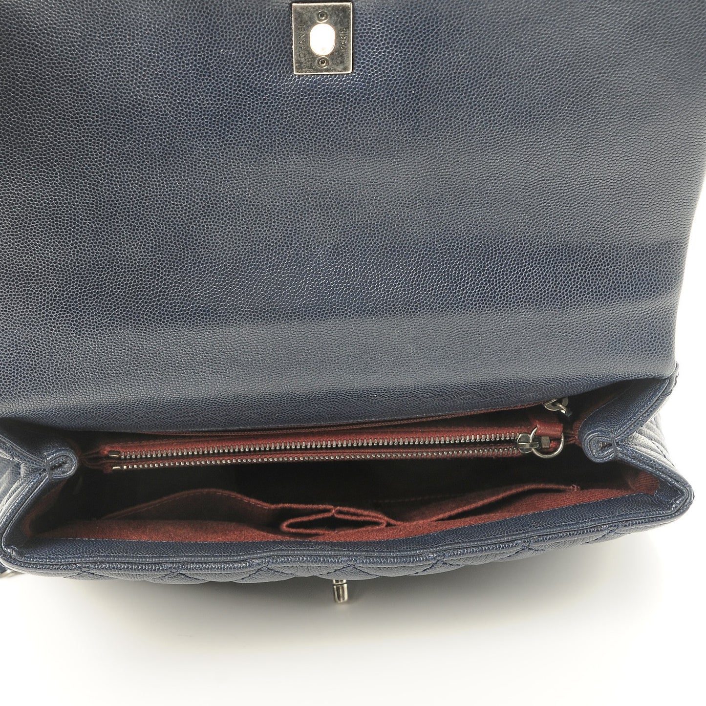 Caviar Quilted Small Coco Handle Flap Navy