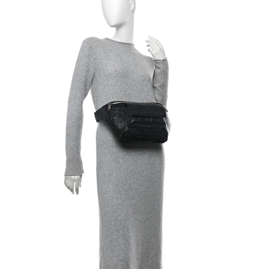 Calfskin GG Tennis Embossed Pocket Belt Bag Black