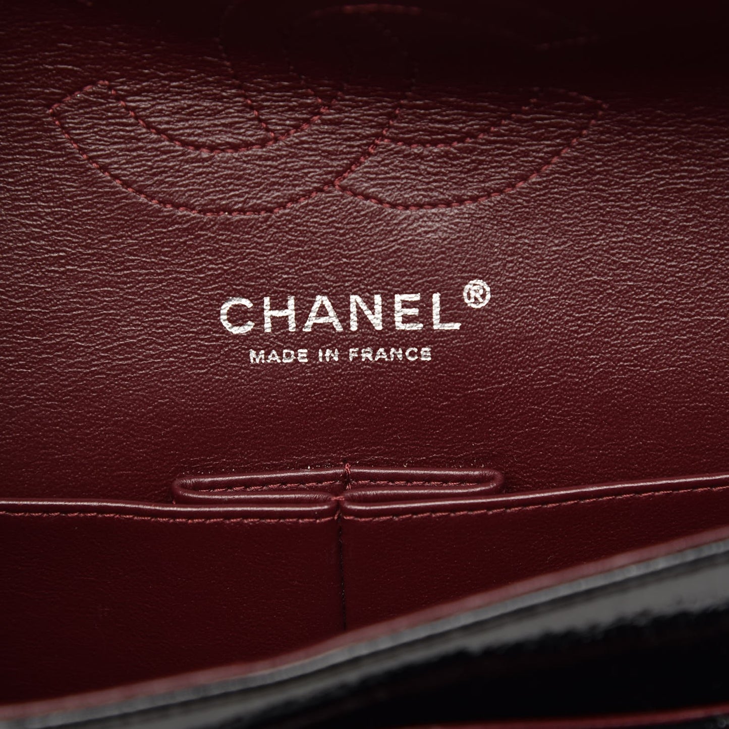 Distressed Patent Quilted Medium Double Flap Black