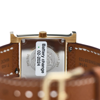 Hermes Stainless Steel Epsom 21mm Heure H Hour Quartz Watch Gold 4 of 5