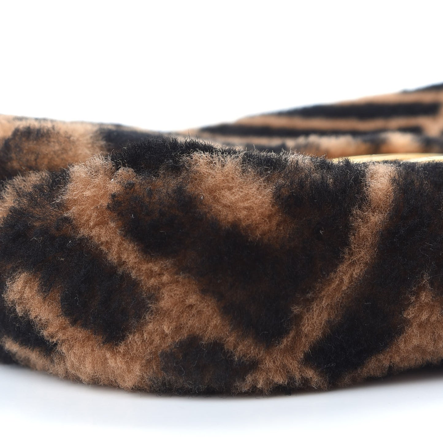 Shearling Vitello Dolce Macro FF 1974 Mini Baguette Tobacco Black