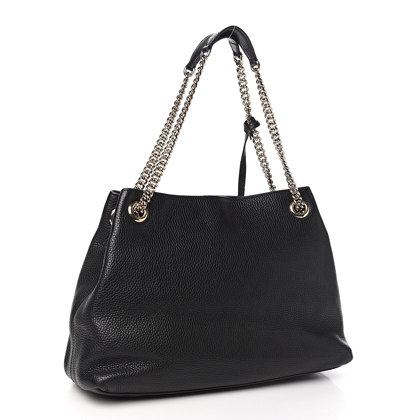 Pebbled Calfskin Medium Soho Chain Shoulder Bag Black