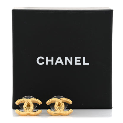 Chanel Metal Textured CC Earrings Gold 5 of 5