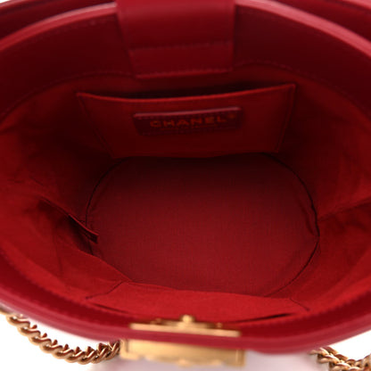 Chanel Calfskin Quilted Boy Bucket Bag Red 5 of 10