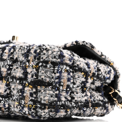 Chanel Glittered Tweed Quilted Mini Rectangular Flap Navy Blue 10 of 10