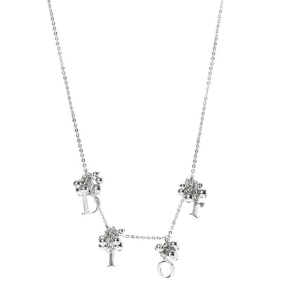 Christian Dior Beaded Logo Charm Necklace Silver 1 of 4