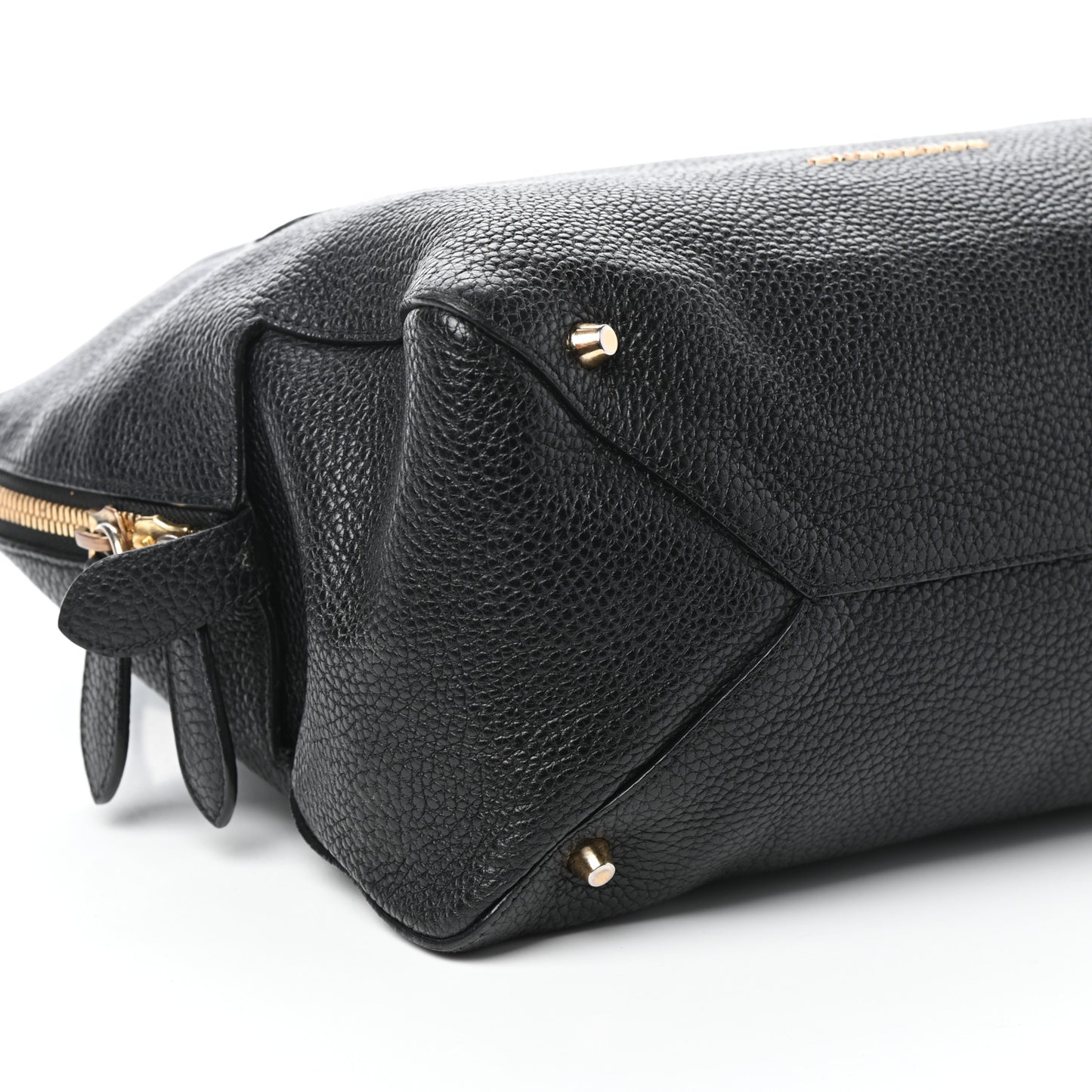 London Grainy Calfskin Small Greenwood Bowling Bag Black