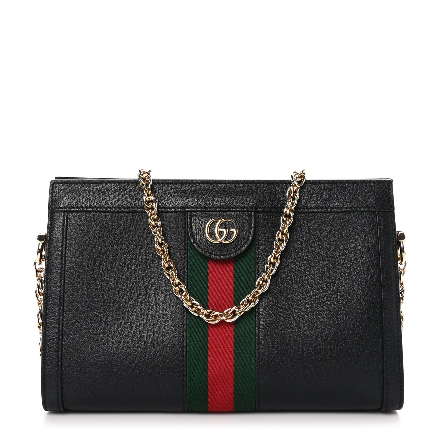 Calfskin GG Web Small Ophidia Chain Shoulder Bag Black