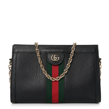 Gucci Calfskin GG Web Small Ophidia Chain Shoulder Bag Black 1 of 10